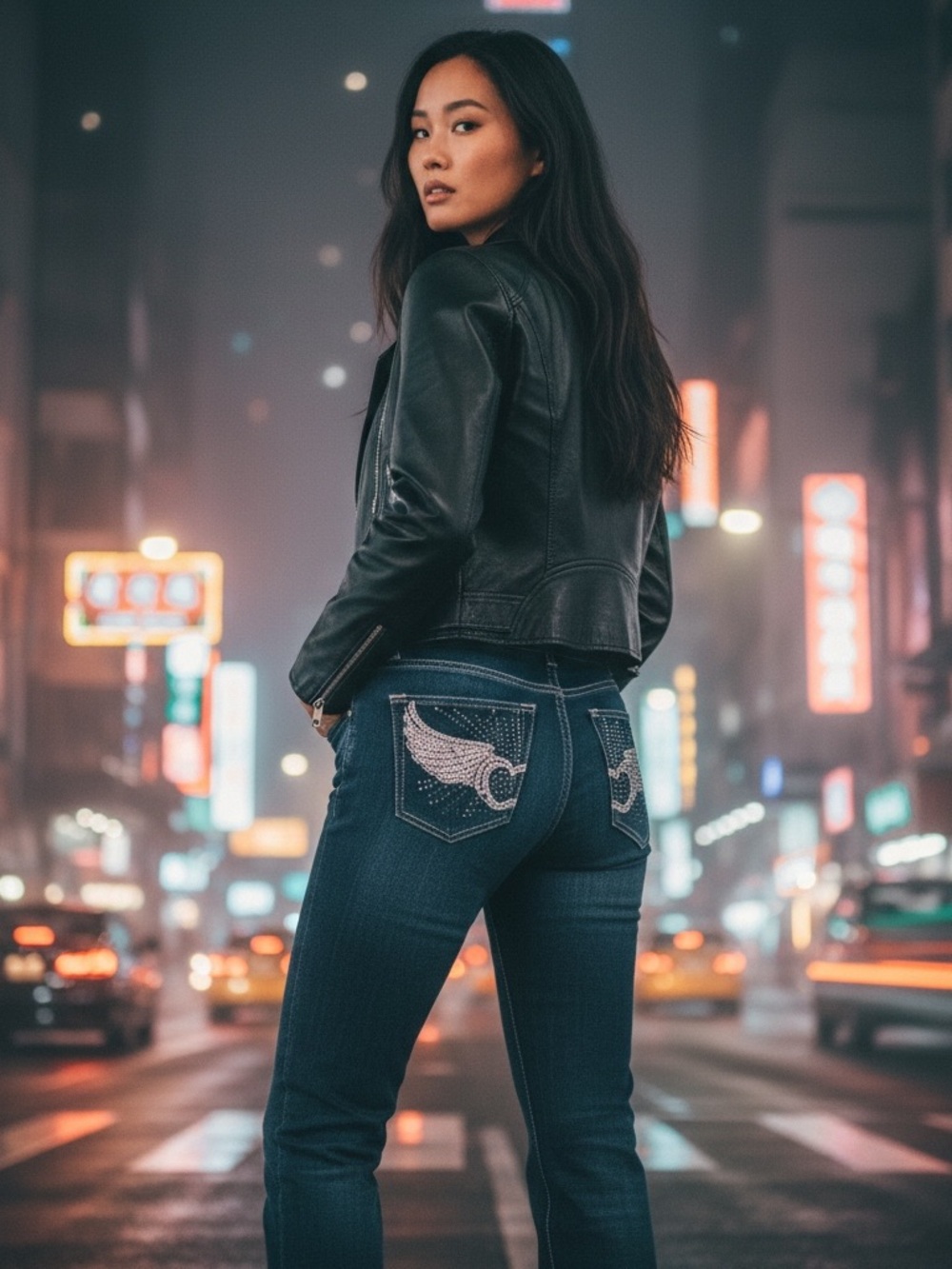 Iris Blue Straight Leg Jeans Classic Style